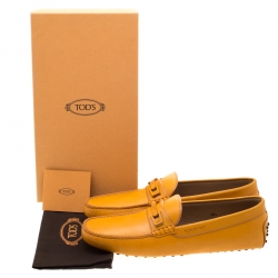 Pre Owned Tod's Yellow Leather Loafers Size 45