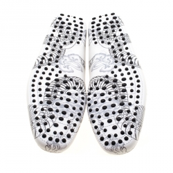 Pre Owned Tod's White Leather Dragon Print Double T Loafers Size 44.5