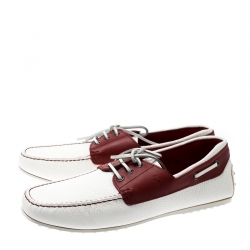 Pre Owned حذاء تودز فور فيراري بوت جلد ثنائي اللون مقاس 44