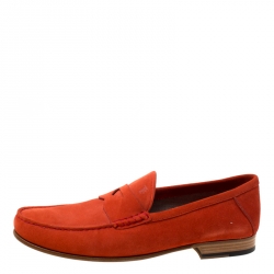 مملوكة مسبقًا Tod's Orange Suede Penny Loafers Size 44.5