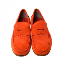 مملوكة مسبقًا Tod's Orange Suede Penny Loafers Size 44.5