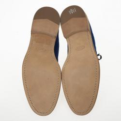 Pre Owned Tod's Blue Suede Brogue Oxfords Size 43.5