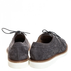 Tod's Grey Brogue Suede Bucature Lace Up Derby Size 43