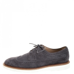 Tod's Grey Brogue Suede Bucature Lace Up Derby Size 43