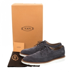 Tod's Grey Brogue Suede Bucature Lace Up Derby Size 43