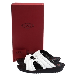 Pre Owned Tod's For Ferrari Limited Edition White Leather Open Toe Sandals Size 39.5