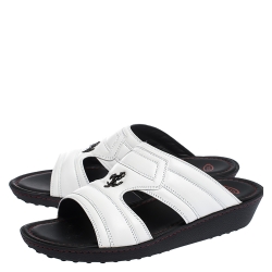 Pre Owned Tod's For Ferrari Limited Edition White Leather Open Toe Sandals Size 39.5