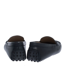 مملوكة مسبقًا Tod's Dark Grey Leather Double T Slip On Loafers Size 42