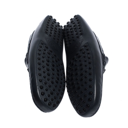 مملوكة مسبقًا Tod's Dark Grey Leather Double T Slip On Loafers Size 42