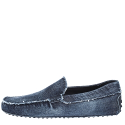 مملوكة مسبقًا Tod's Blue Denim Fabric Slip On Loafers Size 42.5