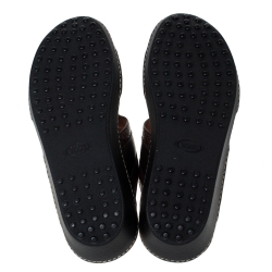 Tod's Black Leather And Lizard Embossed Trim Platform Slide Sandals Size 39.5