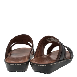 Tod's Black Leather And Lizard Embossed Trim Platform Slide Sandals Size 39.5