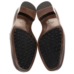 Pre Owned Tod's Brown Leather Horsebit Slip On Loafers Size 42