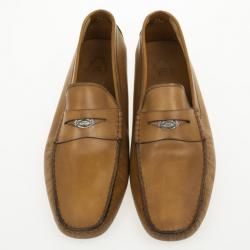 Pre Owned Tod's Brown Leather Gommino Moccasins Size 46