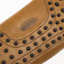 Pre Owned Tod's Brown Leather Gommino Moccasins Size 46