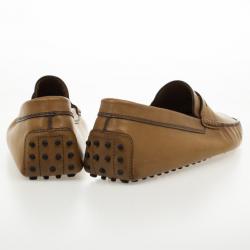 Pre Owned Tod's Brown Leather Gommino Moccasins Size 46