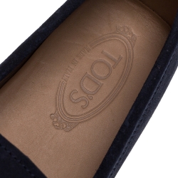 Pre Owned Tod's Blue Suede Leather Double T Slip On Loafers Size 44