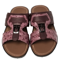 Pre Owned Tod's Two Tone Ostrich Embossed and Leather Sandals Size 40