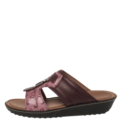 Pre Owned Tod's Two Tone Ostrich Embossed and Leather Sandals Size 40