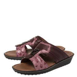 Pre Owned Tod's Two Tone Ostrich Embossed and Leather Sandals Size 40