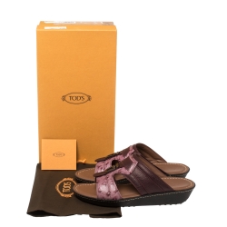 Pre Owned Tod's Two Tone Ostrich Embossed and Leather Sandals Size 40