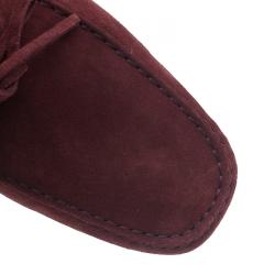 مملوكة مسبقًا Tod's for Ferrari Limited Edition Maroon Suede Bow Loafers Size 42