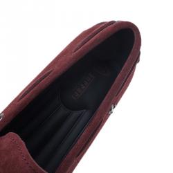مملوكة مسبقًا Tod's for Ferrari Limited Edition Maroon Suede Bow Loafers Size 42