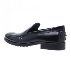 Pre Owned Tod's Black Leather Slip On Loafers Size 45.5