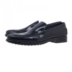 Pre Owned Tod's Black Leather Slip On Loafers Size 45.5