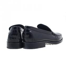 Pre Owned Tod's Black Leather Slip On Loafers Size 45.5