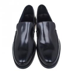 Pre Owned Tod's Black Leather Slip On Loafers Size 45.5