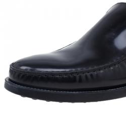Pre Owned Tod's Black Leather Slip On Loafers Size 45.5