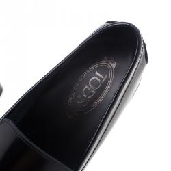 Pre Owned Tod's Black Leather Slip On Loafers Size 45.5
