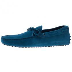 مملوكة مسبقًا Tod's Blue Suede Bow Loafers Size 44.5