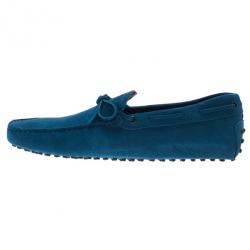 مملوكة مسبقًا Tod's Blue Suede Bow Loafers Size 44.5