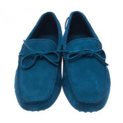 مملوكة مسبقًا Tod's Blue Suede Bow Loafers Size 44.5
