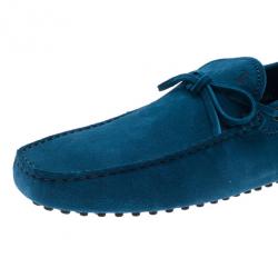 مملوكة مسبقًا Tod's Blue Suede Bow Loafers Size 44.5