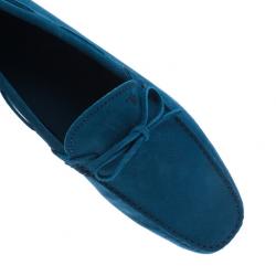 مملوكة مسبقًا Tod's Blue Suede Bow Loafers Size 44.5