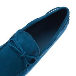 مملوكة مسبقًا Tod's Blue Suede Bow Loafers Size 44.5
