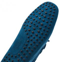 مملوكة مسبقًا Tod's Blue Suede Bow Loafers Size 44.5