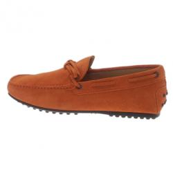 مملوكة مسبقًا Tod's Brick Orange Suede Bow Loafers Size 40.5
