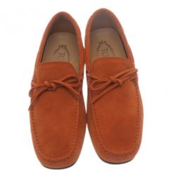 مملوكة مسبقًا Tod's Brick Orange Suede Bow Loafers Size 40.5