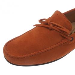 مملوكة مسبقًا Tod's Brick Orange Suede Bow Loafers Size 40.5
