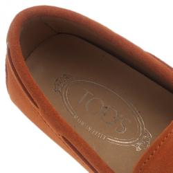 مملوكة مسبقًا Tod's Brick Orange Suede Bow Loafers Size 40.5
