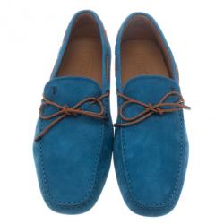 مملوكة مسبقًا حذاء لوفرز تود أزرق جلد مدبوغ برباط مقاس 43.5