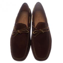 مملوكة مسبقًا حذاء تود جلد سويدي بني فيونكة بدون كعب مقاس 43