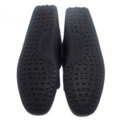 Pre Owned حذاء لوفرز تودز لجلد كحلي فيونكة فرينج 43.5