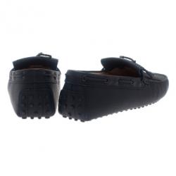 Pre Owned حذاء لوفرز تودز لجلد كحلي فيونكة فرينج 43.5