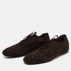 Pre Owned Tod's Brown Suede Lace Up Sneakers Size 45.5