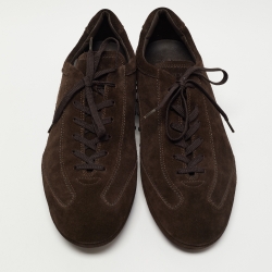 Pre Owned Tod's Brown Suede Lace Up Sneakers Size 45.5